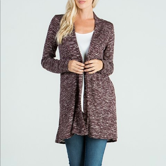 🍷🆕NINA MARLED MERLOT ELBOW PATCH CARDIGAN🍷NWT - Picture 3 of 8